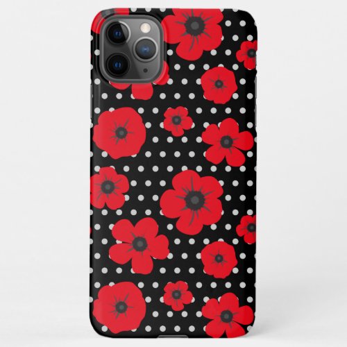 Bold Poppies and Polka Dots Red Black Contemporary iPhone 11Pro Max Case