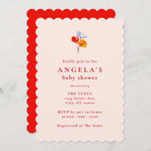 Bold Poppy Floral Baby Shower Invitation