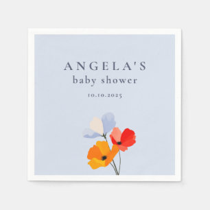 Bold Poppy Floral Baby Shower Napkins
