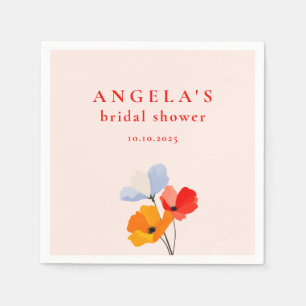 Bold Poppy Floral Bridal Shower Napkins