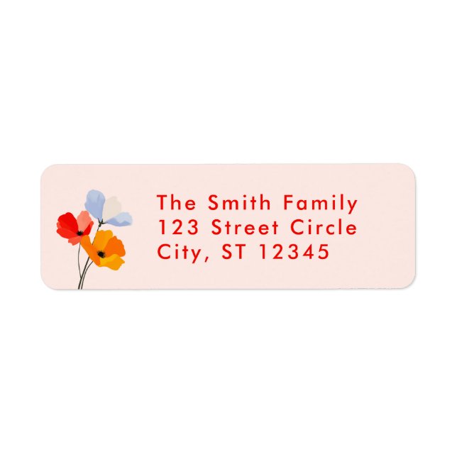 Bold Poppy Floral Return Address Label (Front)