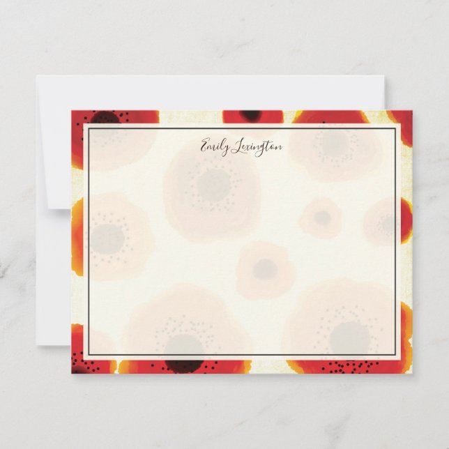 Bold Poppy Flowers Personalized Stationery Note Card (Front)