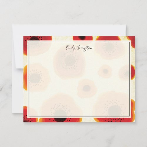 Bold Poppy Flowers Personalized Stationery Note Card