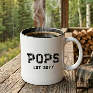 Bold Pops Est Year Grandpa Nickname Varsity Two-Tone Coffee Mug