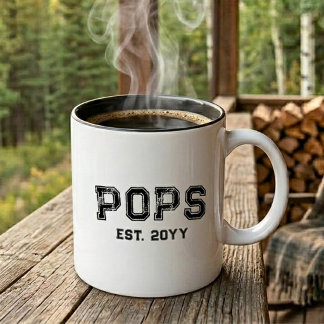 Bold Pops Est Year Grandpa Nickname Varsity Two-Tone Coffee Mug