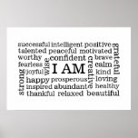 Bold Positive Thinking I Am Affirmations Poster at Zazzle
