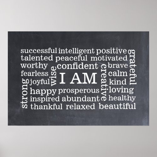 Bold Positive Thinking I AM Affirmations Poster