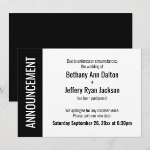 Bold Postponed Wedding Announcement