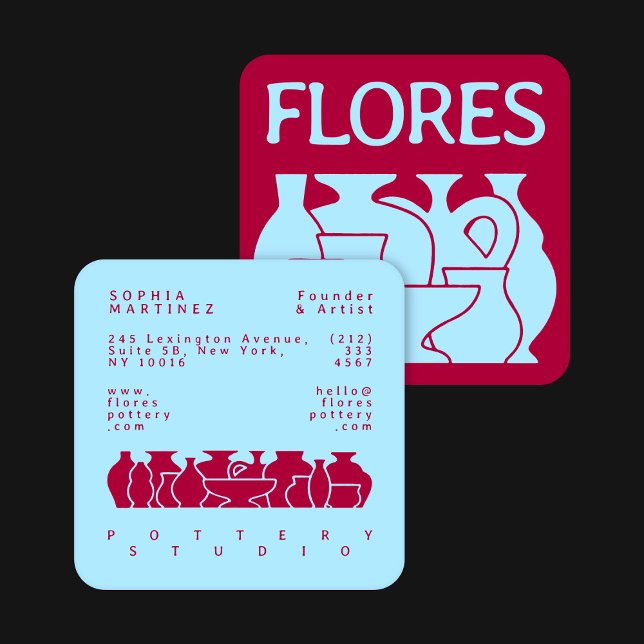 Bold Pottery Vase Silhouette Design Business Card (Creator Uploaded)