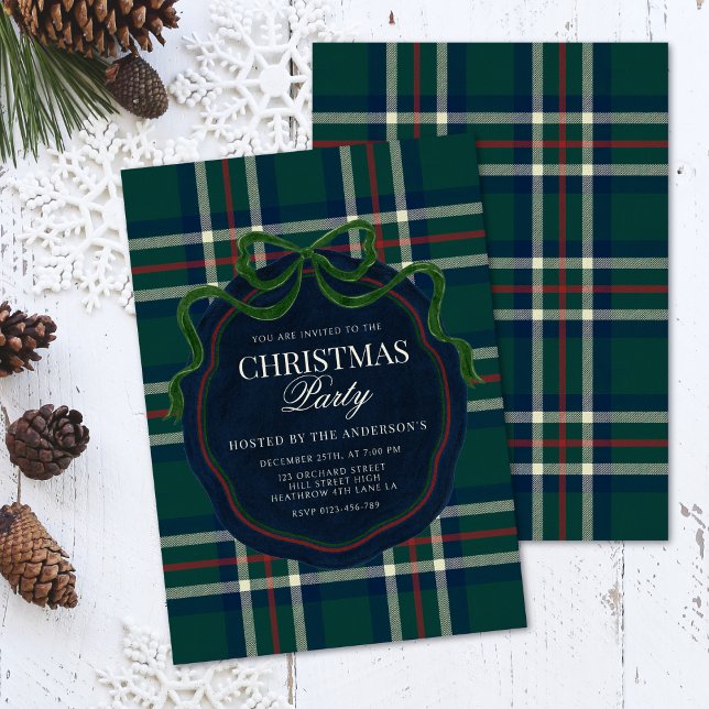 Bold Preppy Plaid Christmas Heritage Party  Invitation (Creator Uploaded)