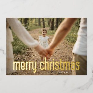 Bold Pressed Modern GOLD Merry Christmas Photo Foil Holiday Card