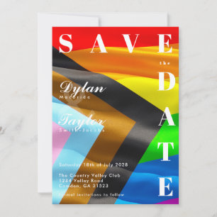 Bold Pride Flag Typography LGBTQ Save the Date