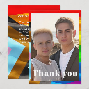 Bold Pride Flag Typography Photo Thank You Card