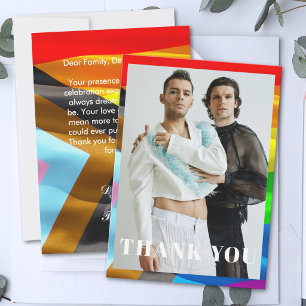 Bold Pride Flag Typography Photo Thank You Card