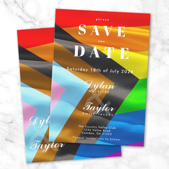 Bold Pride Flag Typography Wedding Save the Date (Creator Uploaded)