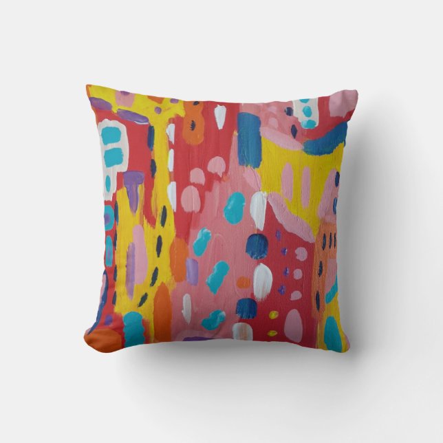 Bold Primary Colors Abstract  Throw Pillow (Front)