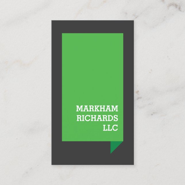 Bold Professional Green 3D Box II Business Card (Front)