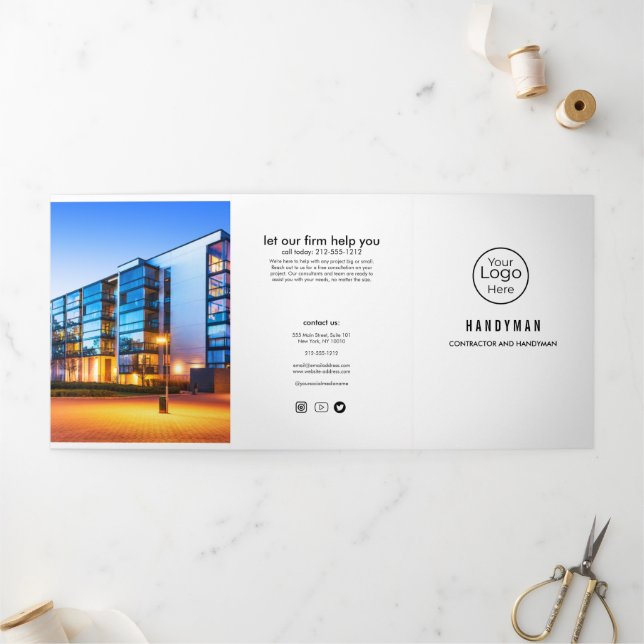 Bold Professional Handyman Services  Tri-Fold Card (Outside)