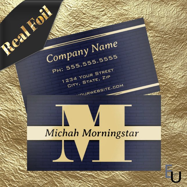Bold Professional Metallic Foil Monogram  Business Cards (Creator Uploaded)