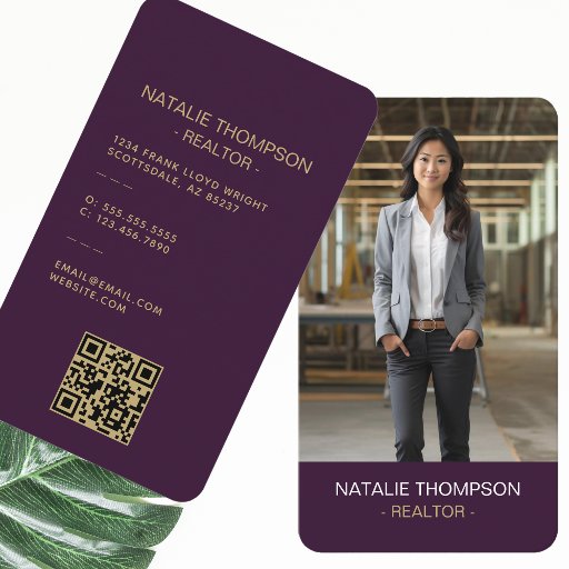 Customizable Bold Professional Real Estate Chic Realtor QR Code Business Card