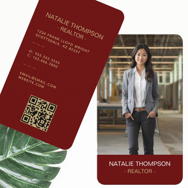 Bold Professional Real Estate Chic Realtor QR Code Business Card (Creator Uploaded)