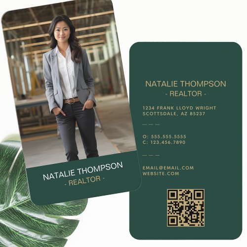 Bold Professional Real Estate Chic Realtor QR Code Business Card