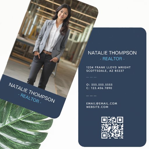 Customizable Bold Professional Real Estate Chic Realtor QR Code Business Card