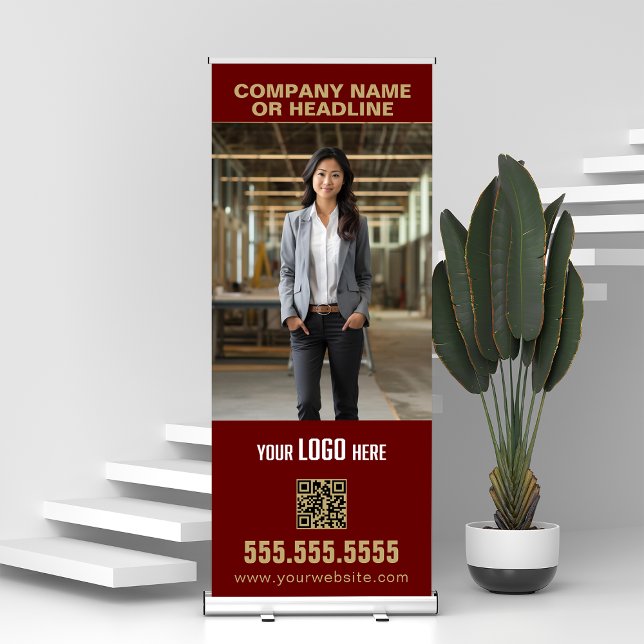 Bold Professional Real Estate Chic Realtor QR Code Retractable Banner (Creator Uploaded)