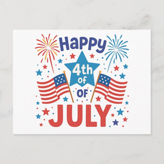 Bold & Proud 4th of July Patriotic Stars  Postcard (Front)