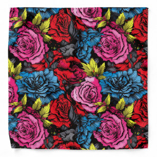 Bold Punk Blooms Floral Bandana