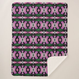 Bold Purple and Green Unique Geometric Abstract Sherpa Blanket