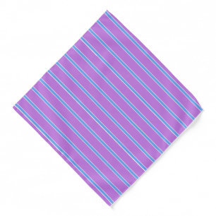 Bold Purple And Light Bule Stripes Luxury Wedding Bandana