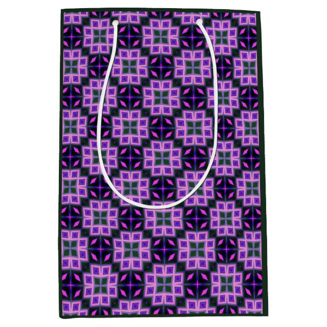 Bold Purple and Pink Diamond Pattern  Medium Gift Bag (Front)