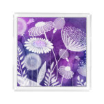 Bold Purple and Violet Wild Flower Art Acrylic Tray