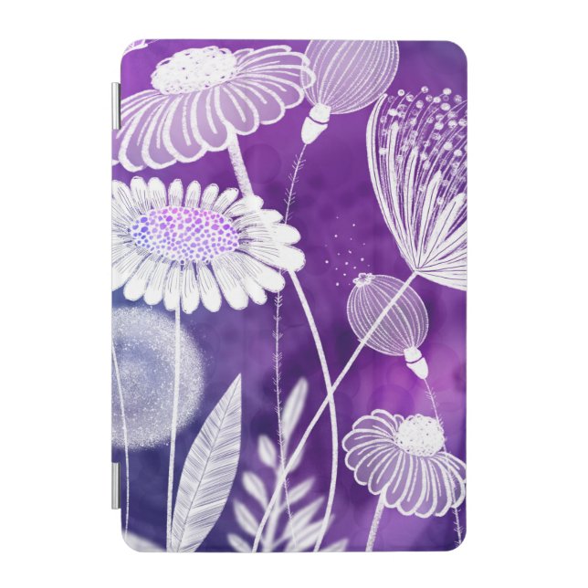 Bold Purple and Violet Wild Flower Art iPad Mini Cover (Front)