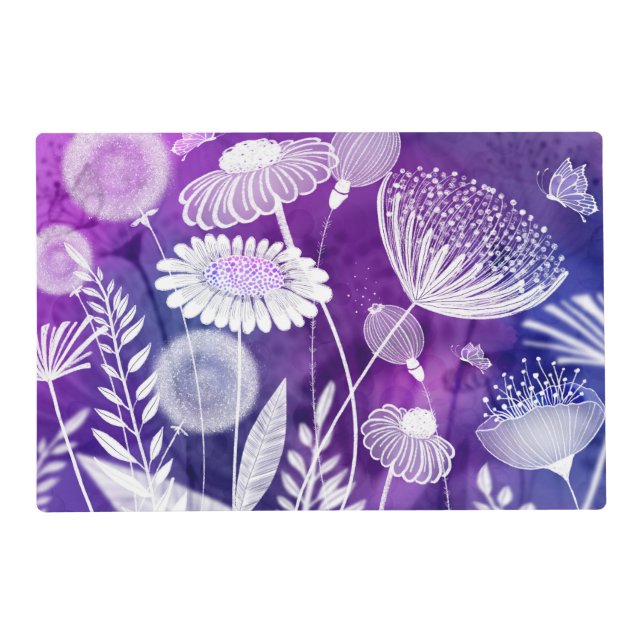 Bold Purple and Violet Wild Flower Art Placemat (Front)