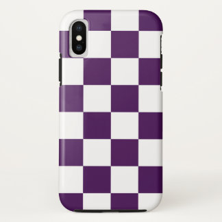 Bold Purple and White Checkered Pattern iPhone X Case