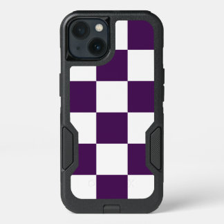 Bold Purple and White Checkered Pattern iPhone 13 Case