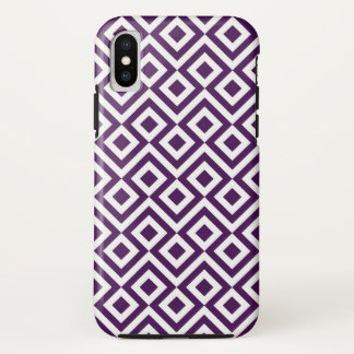 Bold Purple and White Geometric Meander iPhone X Case