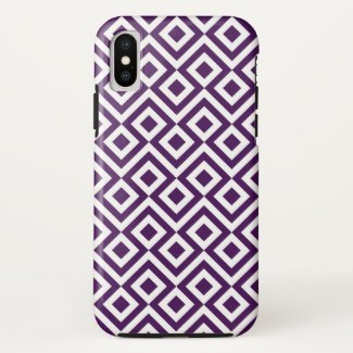 Bold Purple and White Geometric Meander iPhone X Case
