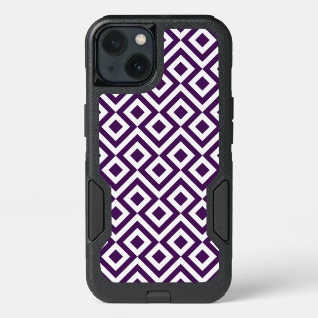 Bold Purple and White Meander Otterbox iPhone Case (Back)
