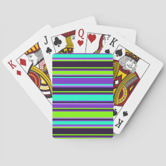 Bold Purple, Aqua & Chartreuse Striped Poker Cards