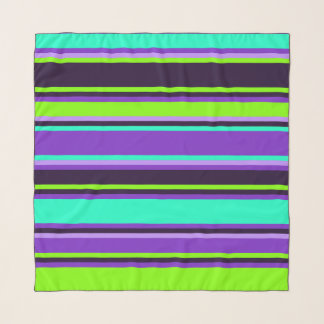 Bold Purple, Aqua, & Chartreuse Striped Scarf