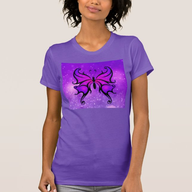 Bold Purple Butterfly Pretty Women's Comfortable T-Shirt (Front)