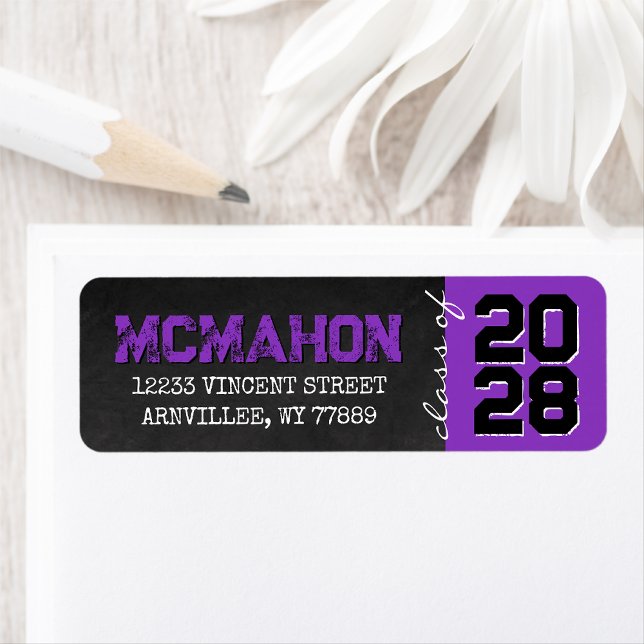 Bold Purple Chalkboard Grad Return Address Label (Matching Envelopes, Return Address Labels & Envelope Seals)