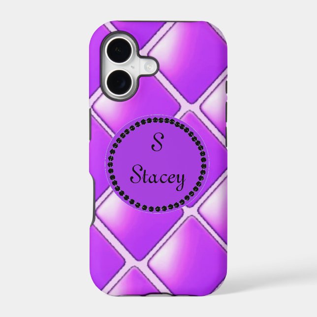 Bold Purple Diamond With Monogram Iphone Case (Back)
