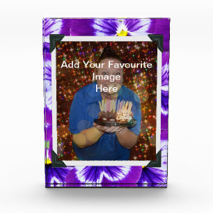 Bold Purple Fairy Pansies, Photo Frame Plaque