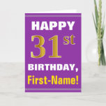 [ Thumbnail: Bold, Purple, Faux Gold 31st Birthday W/ Name Card ]