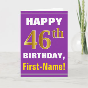 Bold, Purple, Faux Gold 46th Birthday w/ Name Card