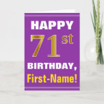 [ Thumbnail: Bold, Purple, Faux Gold 71st Birthday W/ Name Card ]